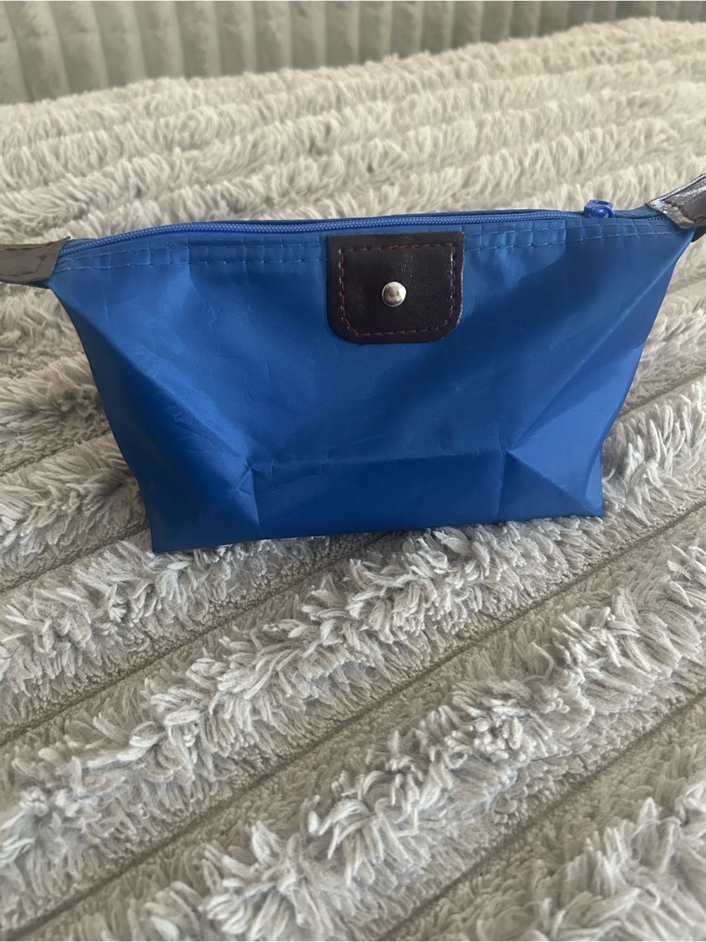 kate spade Royal Blue Nylon Cosmetic Pouch with Snap Accent
